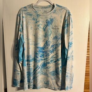 Realtree Long Sleeve Blue and White Fishing Shirt